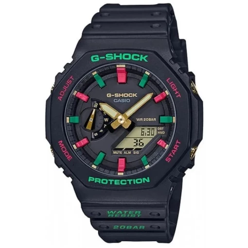 Casio G-Shock Analog Digital Black Color Belt Men's Watch For Man With Black Dial Gift Watch GA-2100TH-1ADR