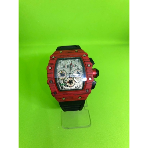 Richard Mille Chronograph Black Strap Wooden Design Case Multi Color Dial Men's Watch For Man Date Gift Watch RM50-100