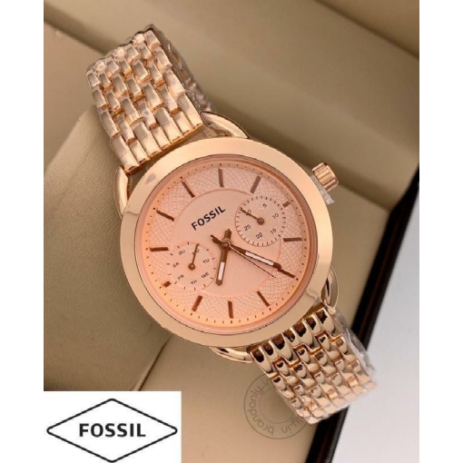 Fossil Rose Gold Women's Watch For Girl Or Woman Es-145 Day Date - Best Gift For Women