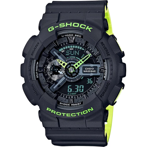 Casio G-Shock Analog Digital Black & Green Belt Men's Watch For Man GA-110LN-8A Multi Color Dial Day And Date Gift Watch