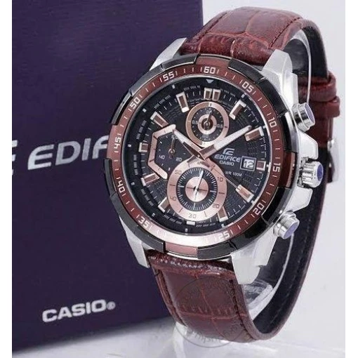 Casio Edifice Chronograph Brown Dial Leather Men's Watch EFR 539L 5AVUDF