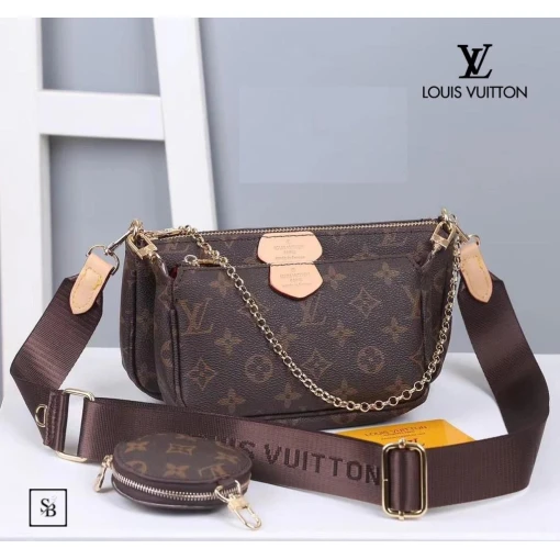 LOUIS VUITTON Cross Body Handbag In Stunning Brown In Checks Pattern Brown Color Women's Or Girls Bag Along with sling- Stylist Daily Use Bag LV-2872