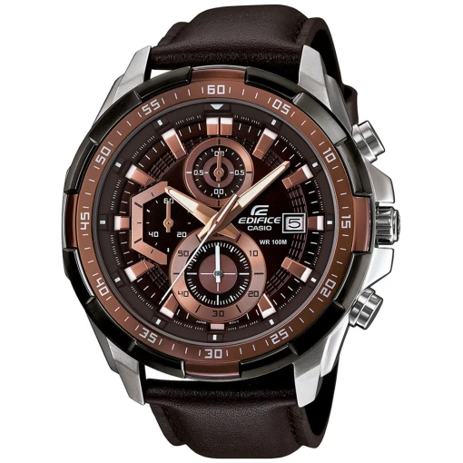 Casio Edifice Men's Chronograph Watch Brown Dial and Brown Leather Strap