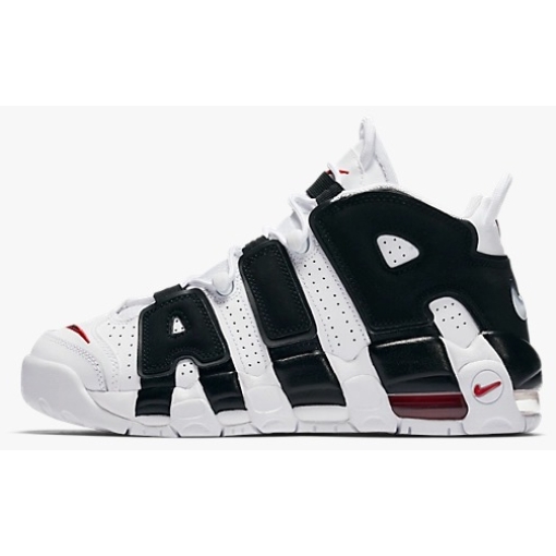 Air More Uptempo White Black University Red Color Shoes For Boys And Girls 415082-105