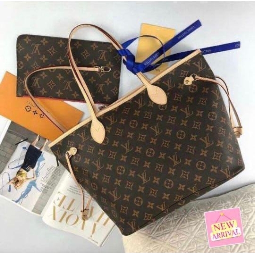 Neverfull MM Tote Bag In Light Beige Color Women's Or Girls Bag Along with sling- Stylist Daily Use Bag