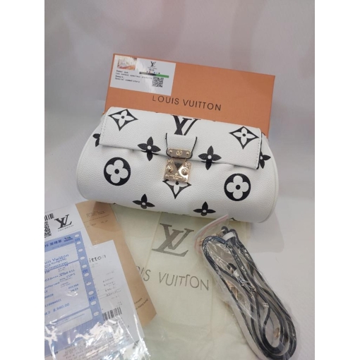 Small Size Bag Cream And Black Colour Monogram Empreinte Embossed Supple Grained Cowhide Bag 2237-WBG