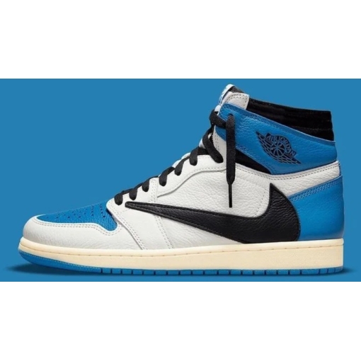 Fragment Design x Travis Scott x Air Jordan 1 Retro High OG SP Sail Black Military Blue DH3227-105