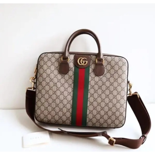 GUCCI GG SUPREME OPHIDIA KHAKI LAPTOP BAG GC-7105-WBG