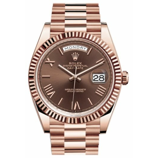 Trendy Rolex Watch Oyster Perpetual Day-Date Brown Dial Metal Men's Watch for Man RLX-BW-654