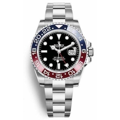 Trendy ROLEX GMT-Master II Stainless Steel Black Dial Blue Bezel Oyster silver Metal Men's Watch for Man RLX-GMT-5304