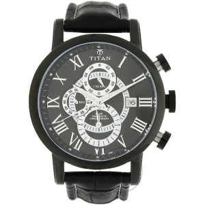 Titan Classique Chronograph Black Dial Silver Stainless Steel Strap Watch 9234NL01