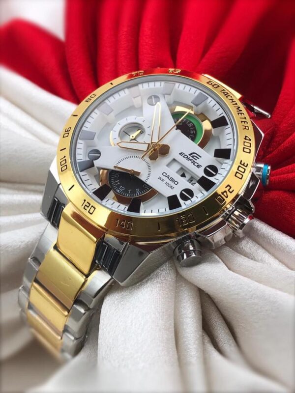 Edifice Chronograph Men's Watch Silver Gold Metal Watch For Man EFR 540 GS