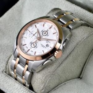 Stylish Tissot Chronograph Dual Tone Men's Watch for Man Silver Rose Gold - Gift TS-860SG