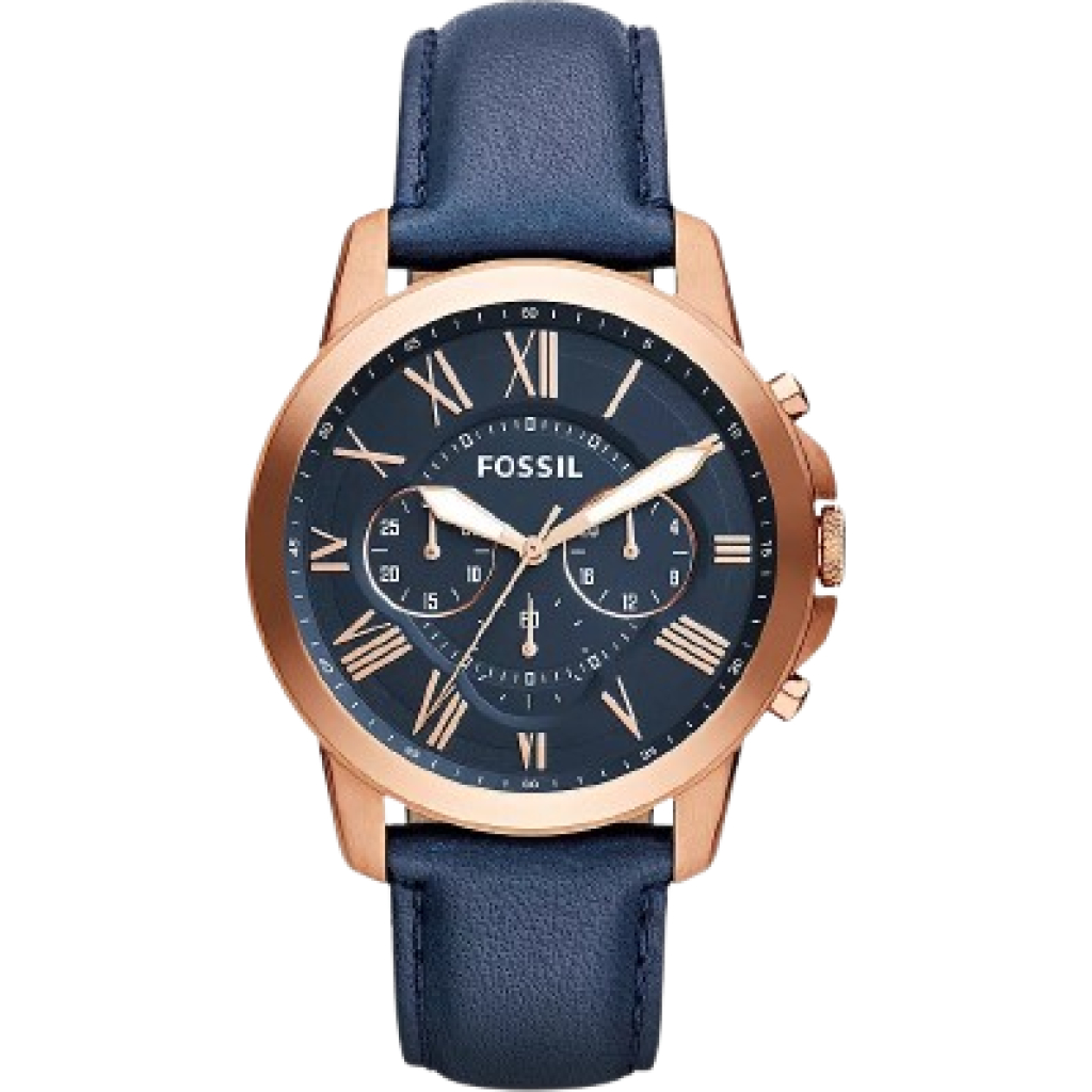 Fossil Chronograph Blue Dial Leather Men's Watch - Fs4835
