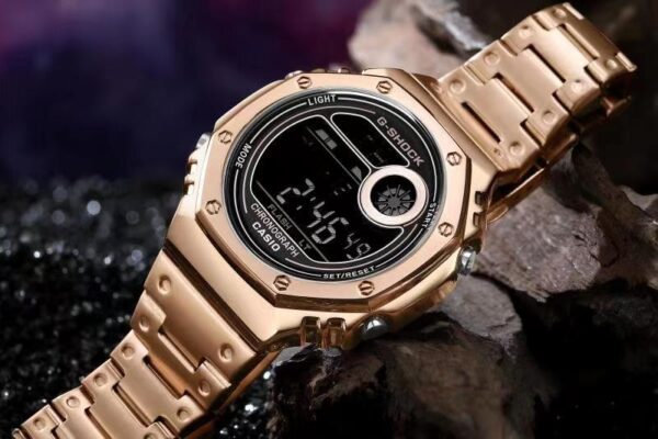 G-Shock Analog Digital Color Rose Gold Belt Style Bracelet Men's Watch With Black Dial Gift Watch Ever GA2100 3AER