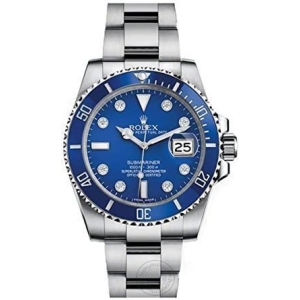 Trendy Rolex Quartz Silver Blue Dial Metal Men's Watch for Man RLX-BLUE-SUB