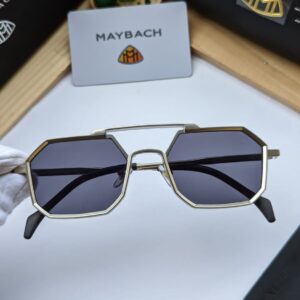 Maybach Stylish Silver Frame Black Shaded Sunglasses For men's New Trending Stylish With Thin Stripe MB-1003
