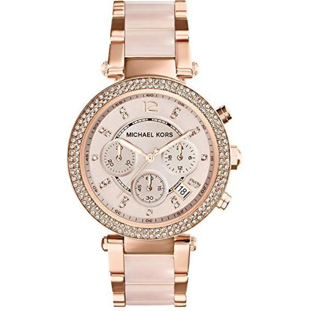 Michael kors Rose Gold Dial Women's Watch For Girl Or Woman Mk5896 Two-Tone Strap Best Gift Watch