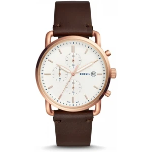 Fossil Chronograph White Dial with Leather Strap Watch for Men FS-5402