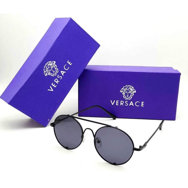 Versace Branded Multi Color Glass Men's Sunglass For Man Ver-Variants Black & Gold Frame With Multi Color Stick Gift Sunglass