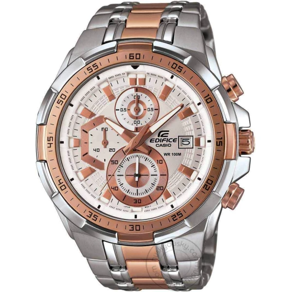 Edifice Chronograph White Dial Men's Watch Rose Gold EFR 539SG 7A5VUDF