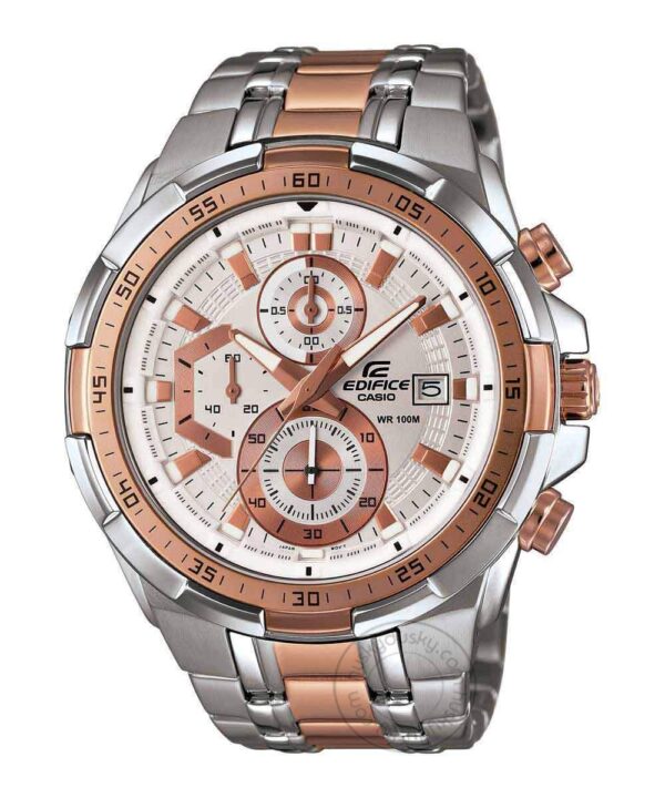 Edifice Chronograph White Dial Men's Watch Rose Gold EFR 539SG 7A5VUDF