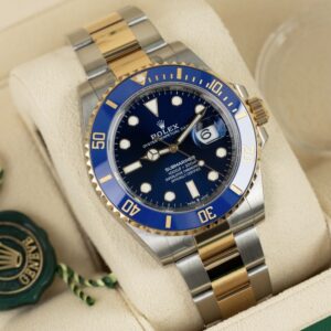 Rolex Submariner Quartz Blue Color Dial Metal Men's Watch Dual Tone RLX-BLUE-SG-QTZ