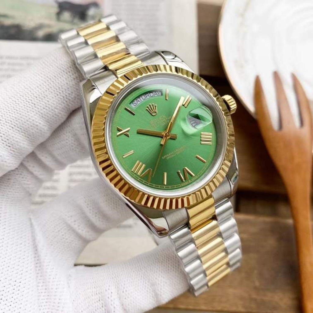 Oyster Perpetual Day-Date Olive Green Dial Dual-tone Men's Watch RLX-OYST-655