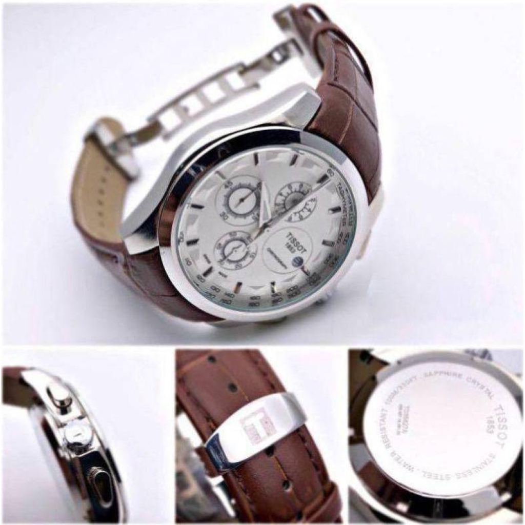 Stylish Tissot TS-3823 Chronograph Brown Leather Men's Watch for Man White Date Display Best Gift for Man 1 Stylish Tissot TS-3823 Chronograph Brown Leather Men's Watch for Man White Date Display Best Gift for Man
