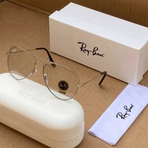 Rayban Aviator Heavy Quality Transparent Lens And Silver Frame Transparent Sunglass New stylish Men's And Women's Sunglass With Silver Strap RB-3027