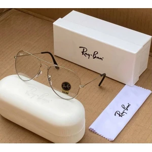 Rayban Aviator Heavy Quality Transparent Lens And Silver Frame Transparent Sunglass New stylish Men's And Women's Sunglass With Silver Strap RB-3027