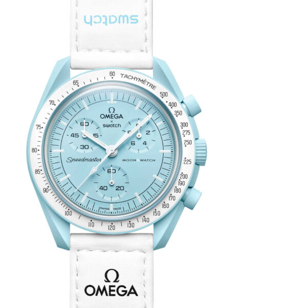 Swatch x Omega Blue Dial/White Strap Bioceramic Moonswatch Mission to Mercury OG-1027