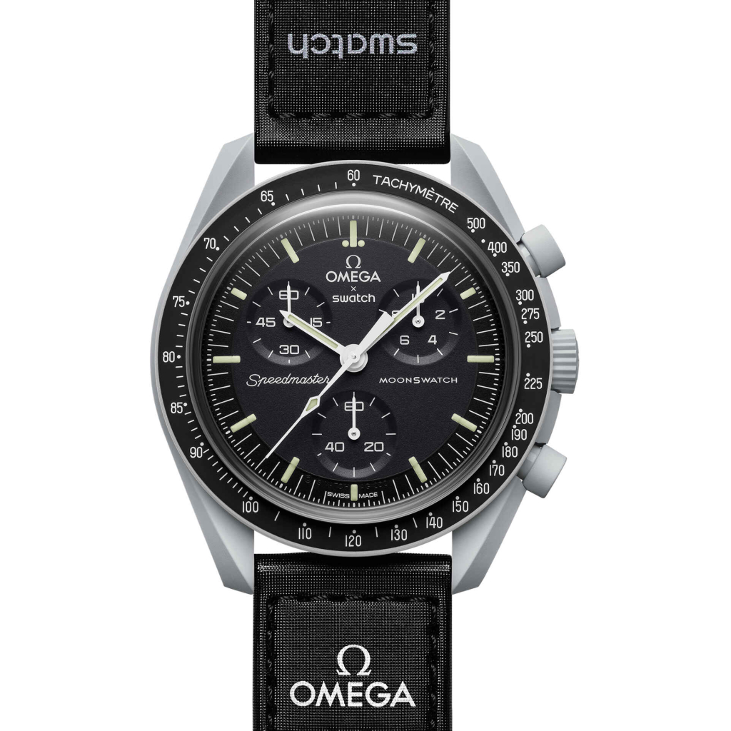 Swatch x Omega Black Dial with Gray Case/Black Strap Bioceramic Moonswatch Mission to Mercury OG-1023 1 Swatch x Omega Black Dial with Gray Case/Black Strap Bioceramic Moonswatch Mission to Mercury OG-1023