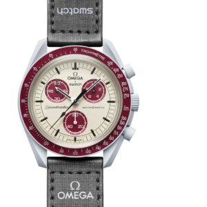 Swatch x Omega Cream and Maroon Dial/Black Strap Bioceramic Moonswatch Mission to Mercury OG-1029