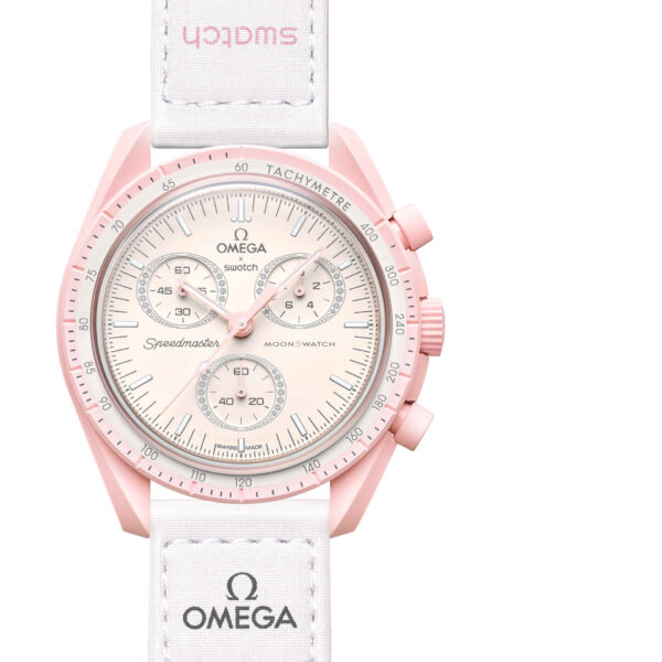 Swatch x Omega Pink & White Dial/White Strap Bioceramic Moonswatch Mission to Mercury OG-1022