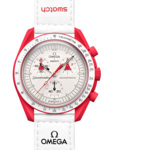 Swatch x Omega White Dial & Red Case/White Strap Bioceramic Moonswatch Mission to Mercury OG-1025