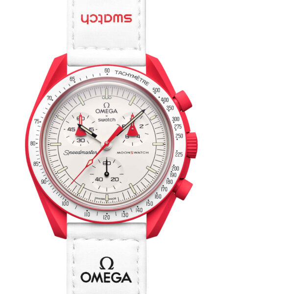 Swatch x Omega White Dial & Red Case/White Strap Bioceramic Moonswatch Mission to Mercury OG-1025