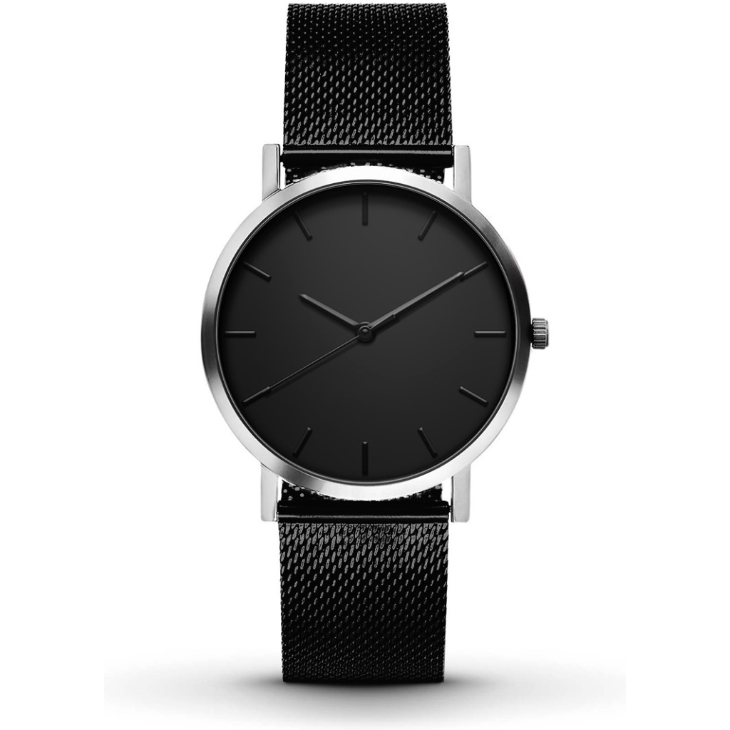 Classic Black Watch With Silver Case For Men 1 Classic Black Watch With Silver Case For Men