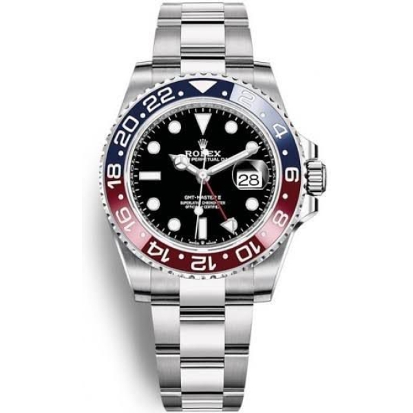 Trendy ROLEX GMT-Master II Stainless Steel Black Dial Blue Bezel Oyster silver Metal Men's Watch for Man RLX-GMT-5304