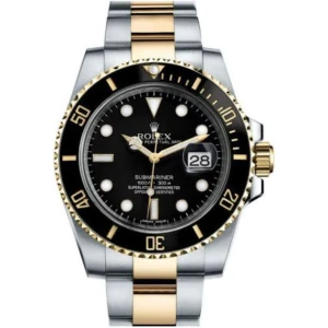 ROLEX Submariner Quartz Silver Gold Dial Metal Mens Watch for Man Dual Tone 116613LN Gift