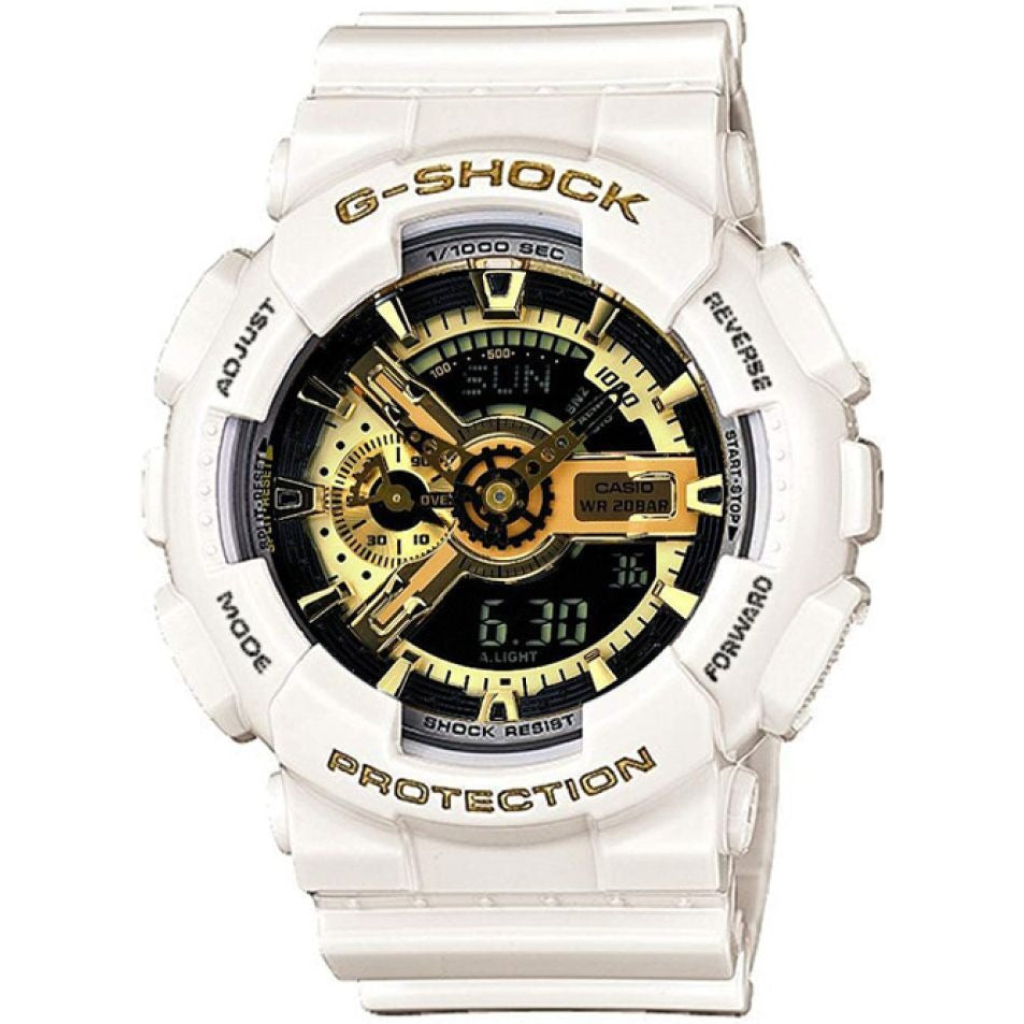 Casio G-Shock Analog-Digital G Shock White Gshock Gold Dial Mens Watch For Man Or Women GA-110GW Gift