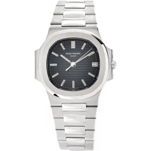 Patek Philippe Nautilus Mad Watch Quartz Movement Black Dial Silver Strap Dated Watch For Men's-Best Men's Collection PK-3800