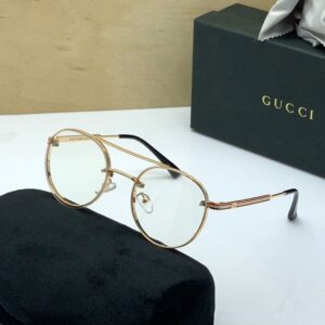 Gucci Transparent lens Sunglass for Man Woman's or Girl GU-20111 Golden Stick Frame Gift Sunglass