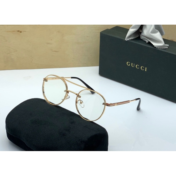 Gucci Transparent lens Sunglass for Man Woman's or Girl GU-20111 Golden Stick Frame Gift Sunglass
