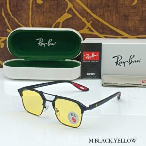 Rayban Stylish Yellow Glass/Black Frame Men's And Women's Polarised Sunglass Heavy Quality RB-5493