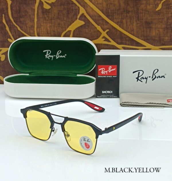 Rayban Stylish Yellow Glass/Black Frame Men's And Women's Polarised Sunglass Heavy Quality RB-5493