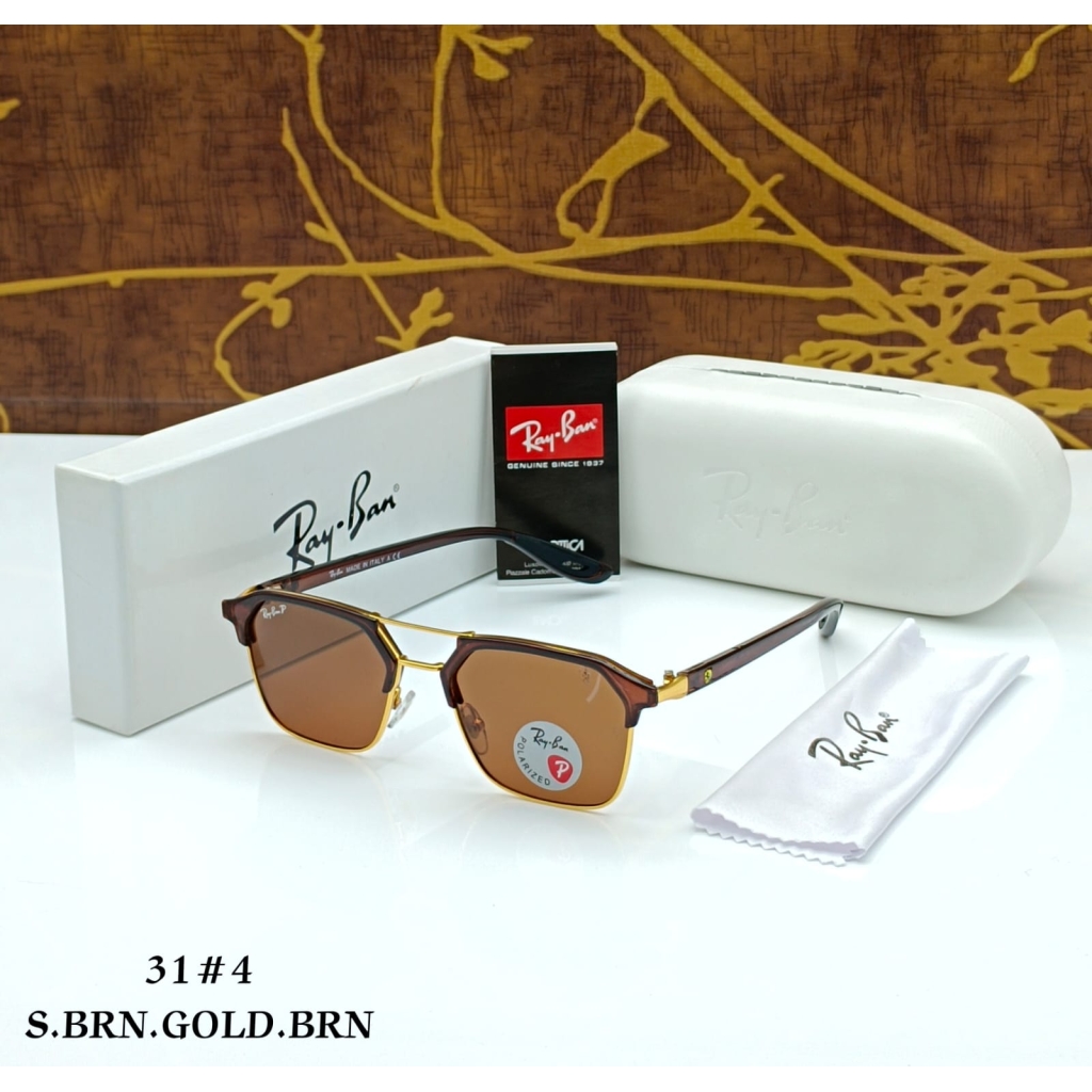 Rayban Stylish Brown Glass/Dark Brown Frame Men's And Women's Polarised Sunglass Heavy Quality RB-5495