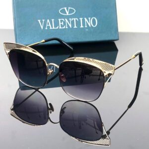 Valentino Double Shade Black Color Glass Women's Sunglass for Woman or Girl VT-01 Gold Crown Frame Black Stick Gift Sunglass