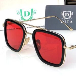 New DITA Red Color Glass Women's Sunglass for Woman or Girl DT-01 Black Frame Gold Stick Gift Sunglass