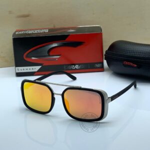 Carrera Branded Double Shade Yellow & Orange Glass Men's Women's Sunglass For Man Woman or Girl CAR-334 Black & silver with Black Stick Gift Sunglass